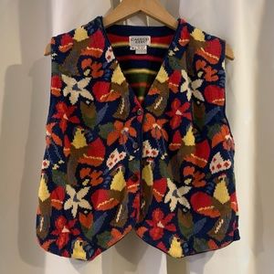 Vintage Carroll Reed Colorful Striped Vest Size Medium‎